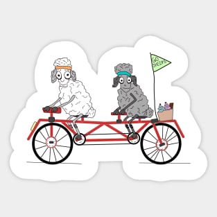 Sheeps on a tandem bike Sticker